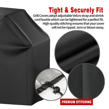 Multiple Size Grill Cover, Heavy Duty Waterproof Barbecue Gas Grill Cover, Black, Heat Resistant, Stain Resistant, Waterproof