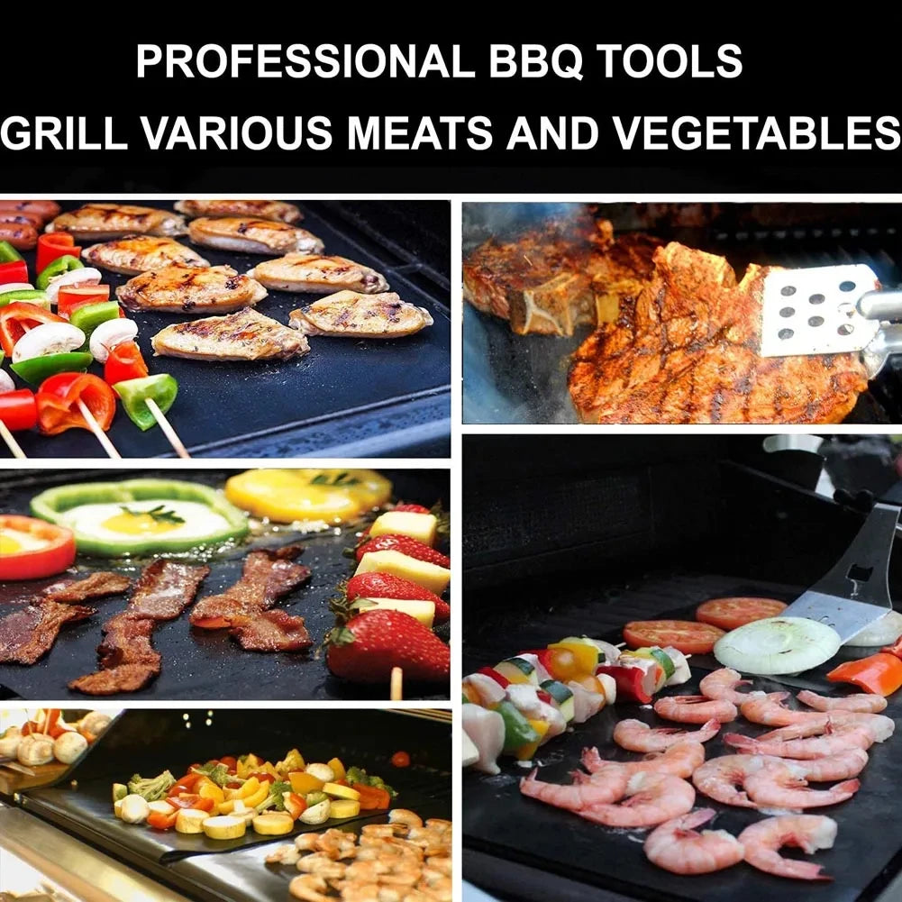 3-10 Pcs Non-stick BBQ Grill Mat 40*33cm Baking Mat BBQ Tools Cooking Grilling Sheet Heat Resistance Easily Cleaned Kitchen Tool