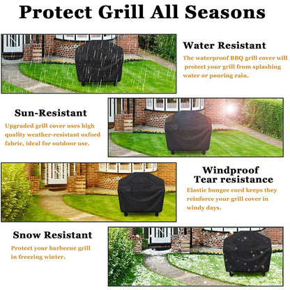Multiple Size Grill Cover, Heavy Duty Waterproof Barbecue Gas Grill Cover, Black, Heat Resistant, Stain Resistant, Waterproof