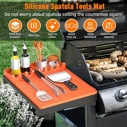 1PC，Silicone Grill Mat Mat Drip Pad Spatula Mat Food Grade BBQ Pad Outdoor Grill Kitchen Grill Side Shelf Tools Griddle Tools