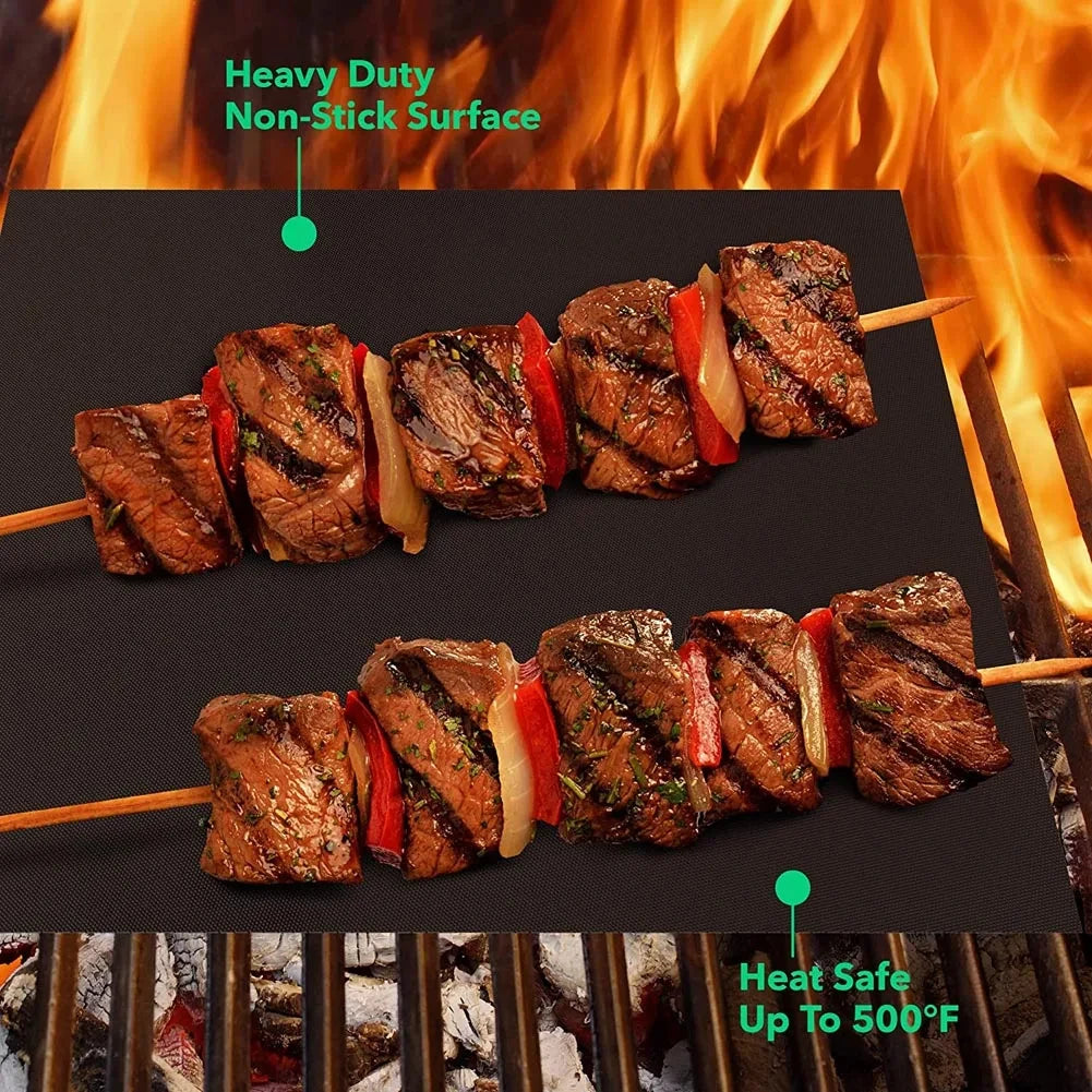 3-10 Pcs Non-stick BBQ Grill Mat 40*33cm Baking Mat BBQ Tools Cooking Grilling Sheet Heat Resistance Easily Cleaned Kitchen Tool