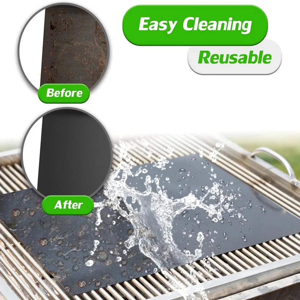 3-10 Pcs Non-stick BBQ Grill Mat 40*33cm Baking Mat BBQ Tools Cooking Grilling Sheet Heat Resistance Easily Cleaned Kitchen Tool