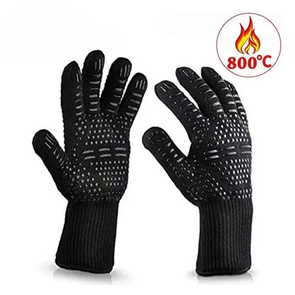One Piece BBQ Gloves High Temperature Resistance Oven Mitts 500 800 Degrees Fireproof Barbecue Heat Insulation Microwave Gloves