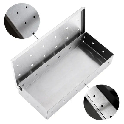 Indoor Outdoor BBQ Smoker Box for Gas Grill Charcoal Wood Chips Meat Smoking Flavor Accessories