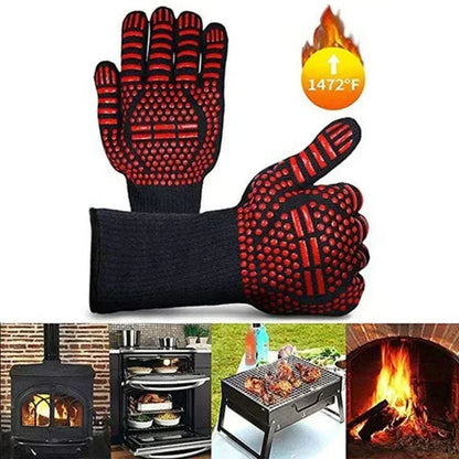 One Piece BBQ Gloves High Temperature Resistance Oven Mitts 500 800 Degrees Fireproof Barbecue Heat Insulation Microwave Gloves