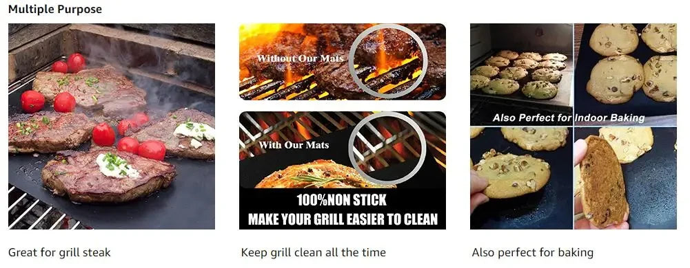 3-10 Pcs Non-stick BBQ Grill Mat 40*33cm Baking Mat BBQ Tools Cooking Grilling Sheet Heat Resistance Easily Cleaned Kitchen Tool