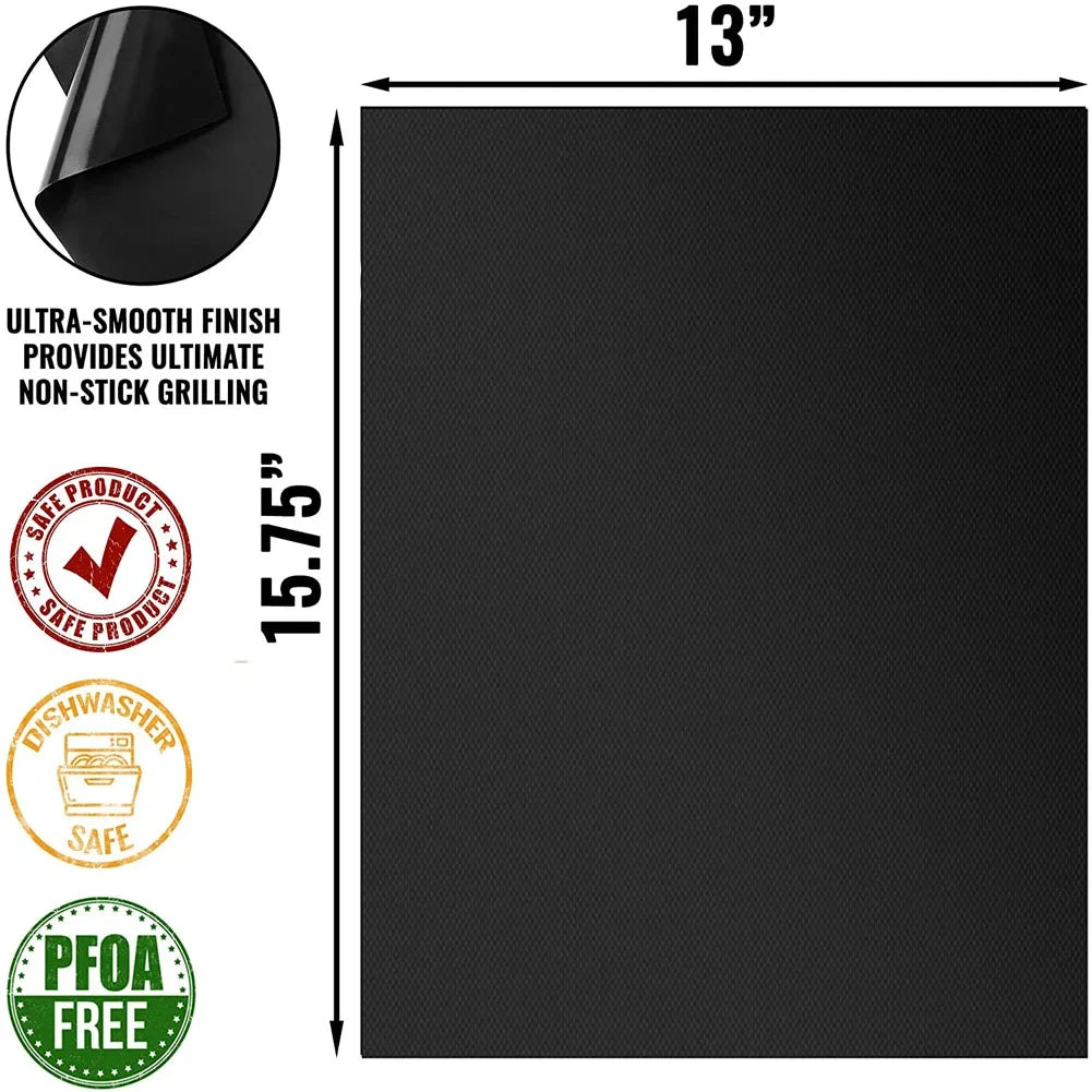 3-10 Pcs Non-stick BBQ Grill Mat 40*33cm Baking Mat BBQ Tools Cooking Grilling Sheet Heat Resistance Easily Cleaned Kitchen Tool