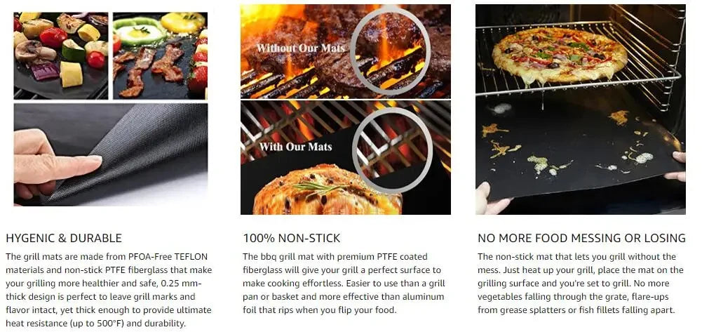 3-10 Pcs Non-stick BBQ Grill Mat 40*33cm Baking Mat BBQ Tools Cooking Grilling Sheet Heat Resistance Easily Cleaned Kitchen Tool
