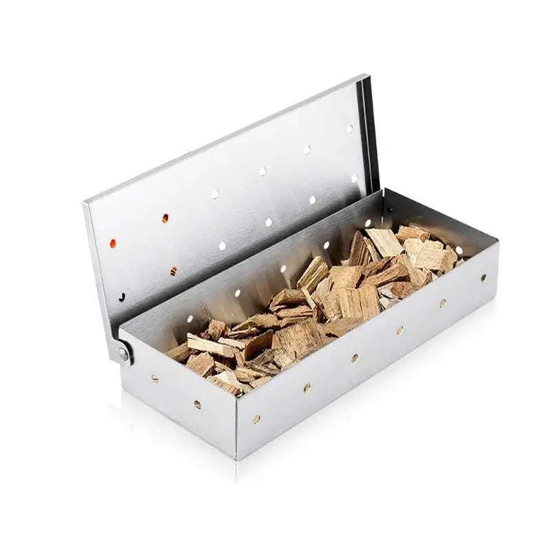 Indoor Outdoor BBQ Smoker Box for Gas Grill Charcoal Wood Chips Meat Smoking Flavor Accessories