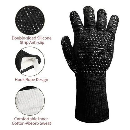 One Piece BBQ Gloves High Temperature Resistance Oven Mitts 500 800 Degrees Fireproof Barbecue Heat Insulation Microwave Gloves