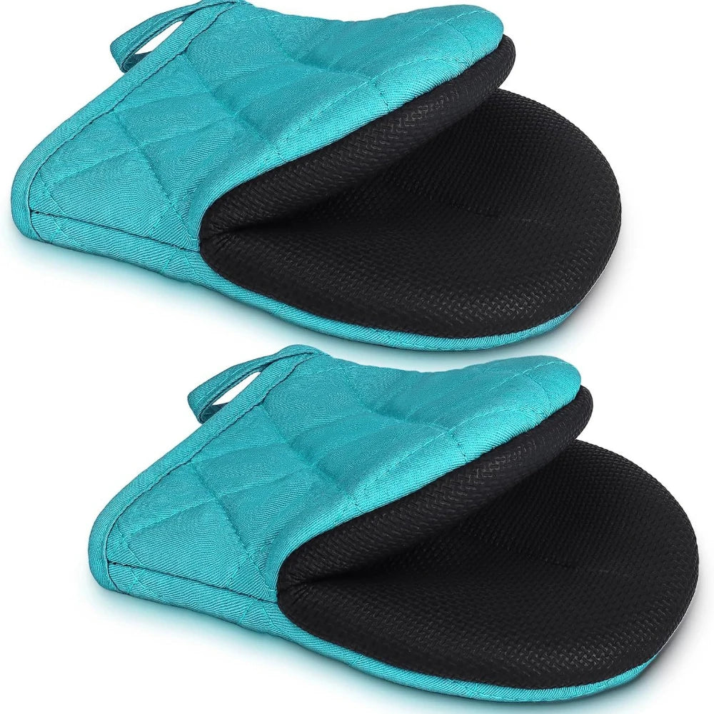 1 Pair Kitchen Oven Gloves High Heat Resistant Short Oven Mitts with Non-Slip Grip Surfaces and Hanging for BBQ Baking Cooking