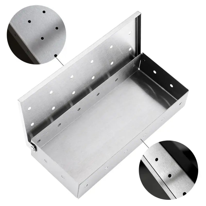 Indoor Outdoor BBQ Smoker Box for Gas Grill Charcoal Wood Chips Meat Smoking Flavor Accessories
