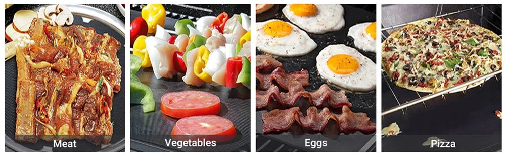3-10 Pcs Non-stick BBQ Grill Mat 40*33cm Baking Mat BBQ Tools Cooking Grilling Sheet Heat Resistance Easily Cleaned Kitchen Tool